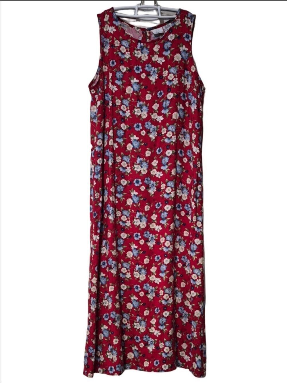 Bobbie Brooks Sleevkess Tank Maxi Dress with Blue , White And Green Accents